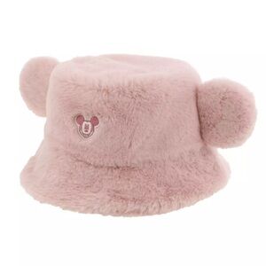 Tokyo Disney Resort Mickey Pink Furry Bucket Hat with Ears
